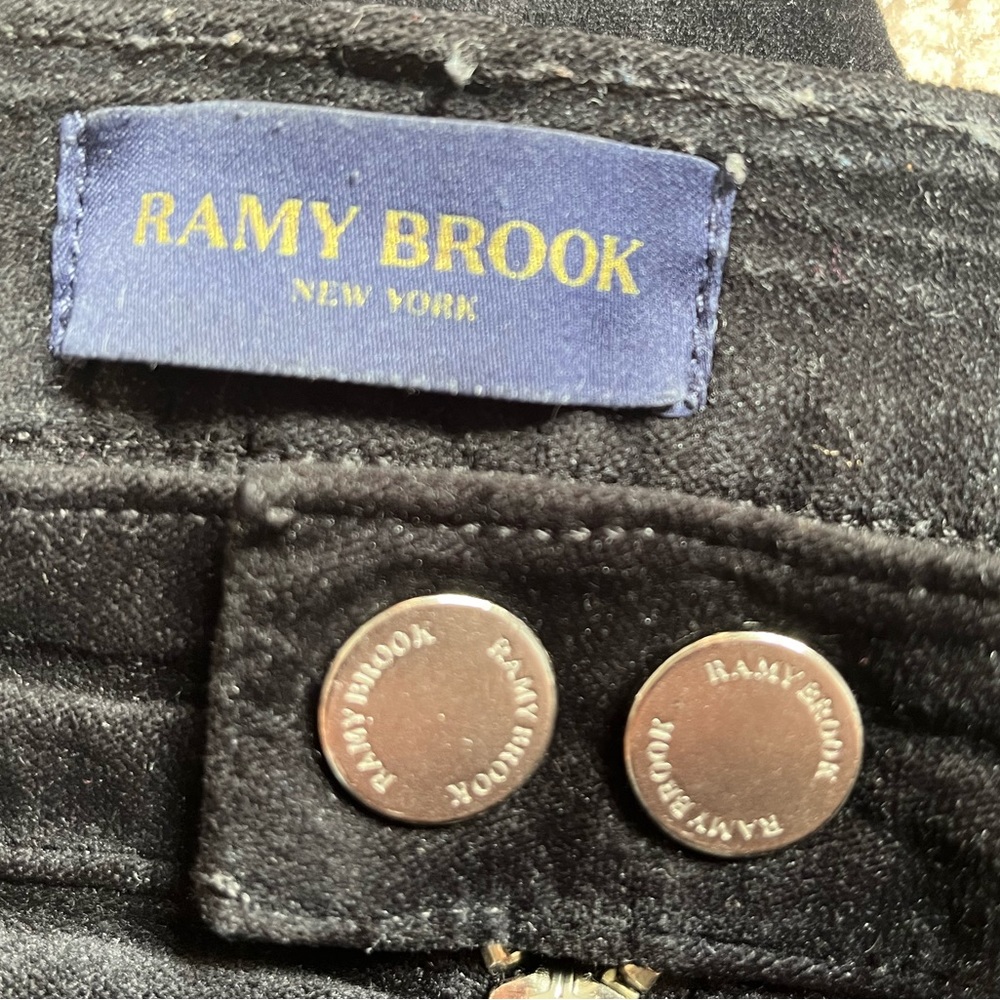Ramy Brook Black Velvet Velveteen Ankle Zip Kate Pants Sz. 29 - Picture 7 of 7